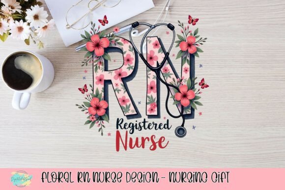 Floral RN Nurse Design: A Beautiful Nursing Gift & Creative Asset
