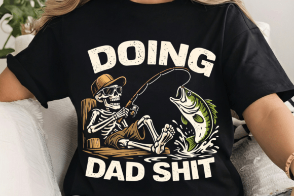 Funny Fishing Dad Skeleton PNG Design for Apparel & Branding