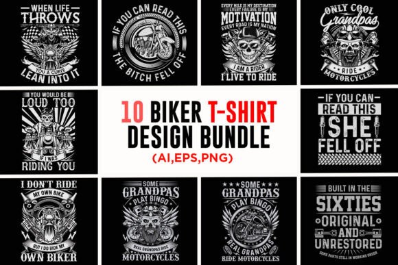 Motorcycle Biker T-shirt Design Bundle