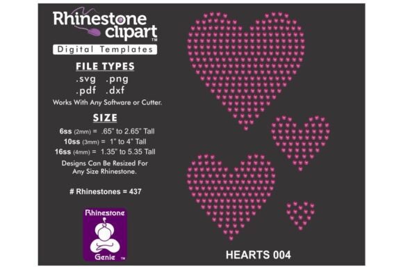 Rhinestone Template Design HEARTS 004: A Digital Asset for Sparkling Visual Impact