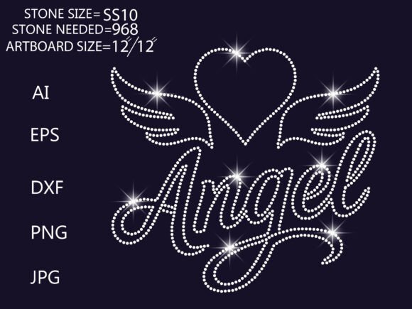 Sparkle & Style: Rhinestone Angel Heart Wings Design
