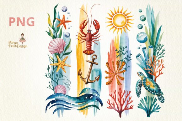 Vibrant Ocean Brushstroke Summer Design for Coastal Projects
